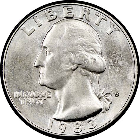 1983 american quarter value - Rarity and condition generally determine the value of coins to collectors. Washington quarters minted through 1964 contain 90 percent silver and 10 percent copper, so they also are...